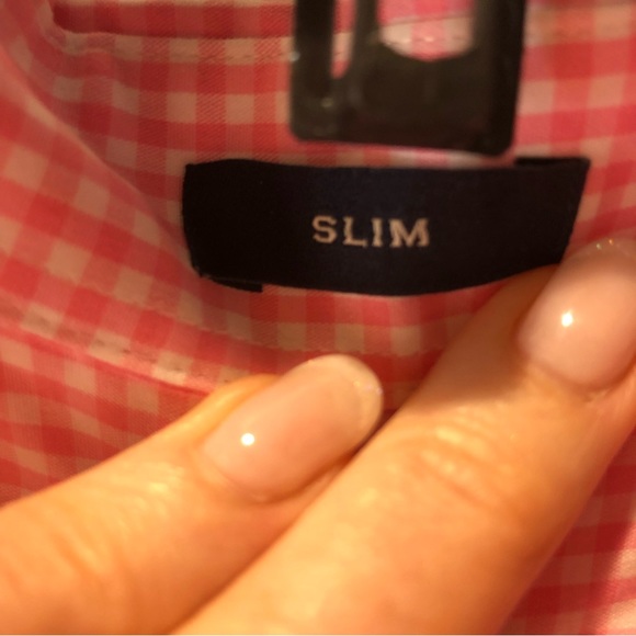 J Crew Mens button down spread collar pink and white gingham check slim fit  L - Picture 4 of 8